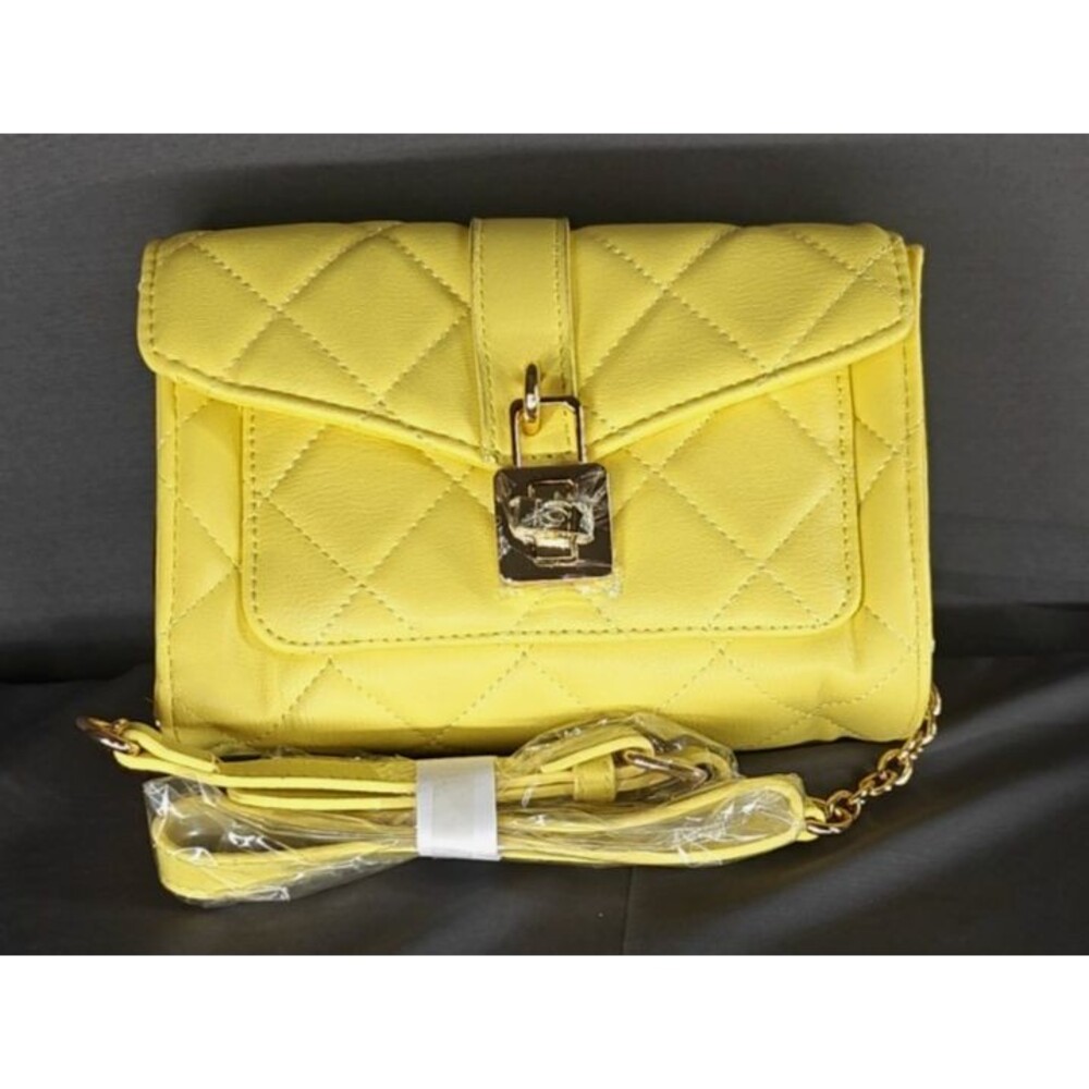 NWT Bebe Mini Quilted Cross Body Bag Kellen Lemon Yellow RV $99